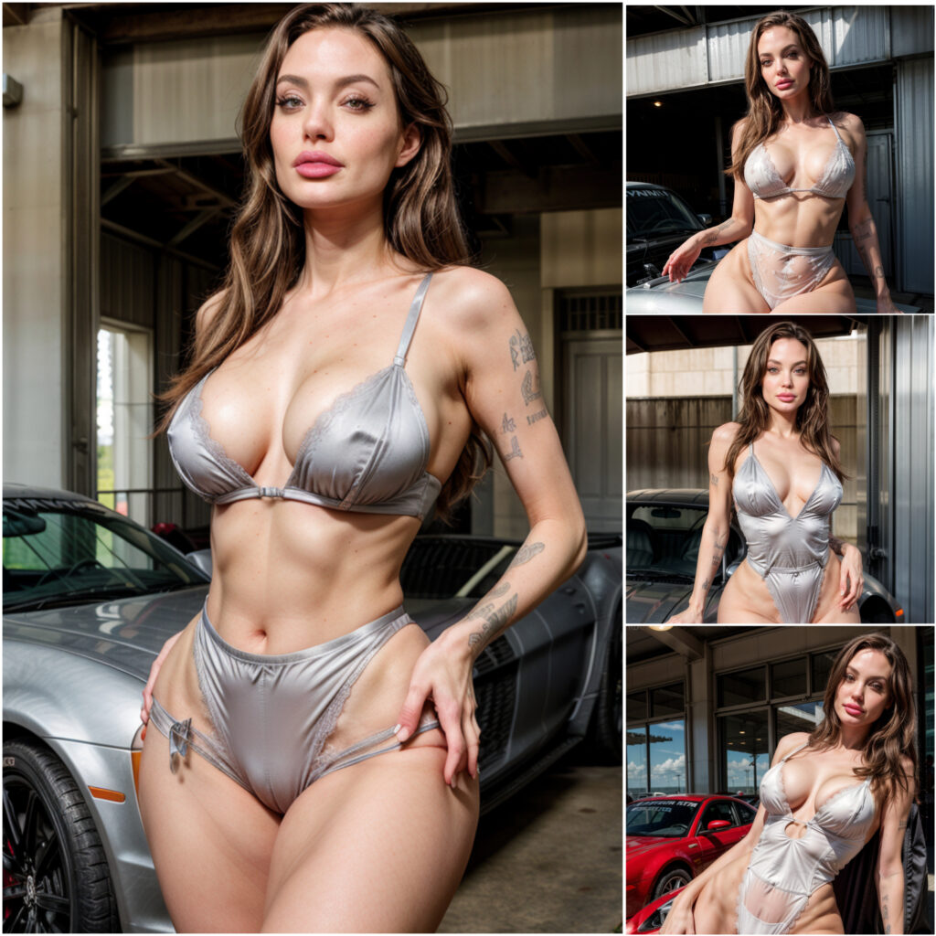 Angelina Jolie Stuns as a Bikini Model at Audi Car Exhibition